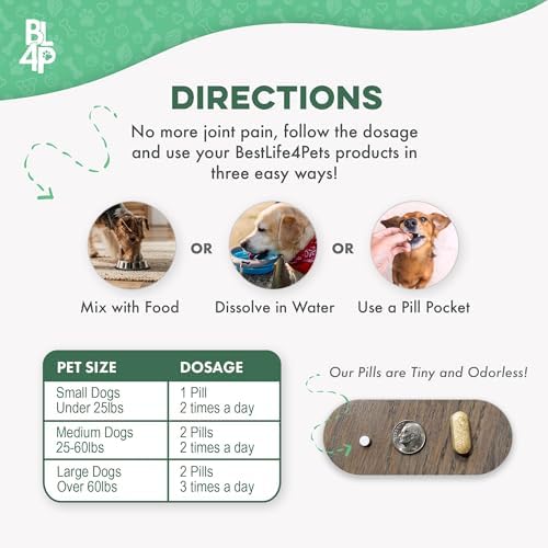 BestLife4Pets Large Breed Hip and Joint Supplement for Dogs - 180 Pills