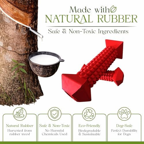 Dog Chew Toys for Aggressive Chewers – Tough Chew Toys for Dogs with Treat Dispenser – Indestructible Rubber Dog Toy for Teeth Cleaning – Chew Bones for Large Dogs