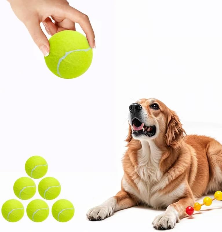 3-Pack Tennis Ball Dog Toys with Squeaker, Interactive Fetch Play for Pets 40 lbs and Over ，Training Balls for Indoor & Outdoor Exercise, 3.28-inch (Yellow, 12PCS)