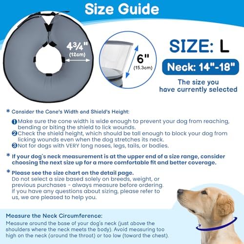 BARKLESS Dog Donut Cone for Large Dogs with Transparent Shield Inflatable