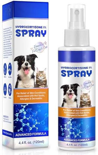 Hydrocortisone Spray for Dogs and Cats, Hot Spot Treatment & Itch Relief Spray for Dogs, Dog Hydrocortisone Sprays Soothes Irritated Dry Itchy Skin, Allergies & Dermatitis - Gentle and Safe, 120ml
