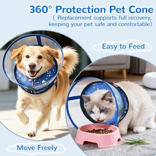 Inflatable Dog Cone Collar with Anti-Licking Clear Shield, for Dogs Cats