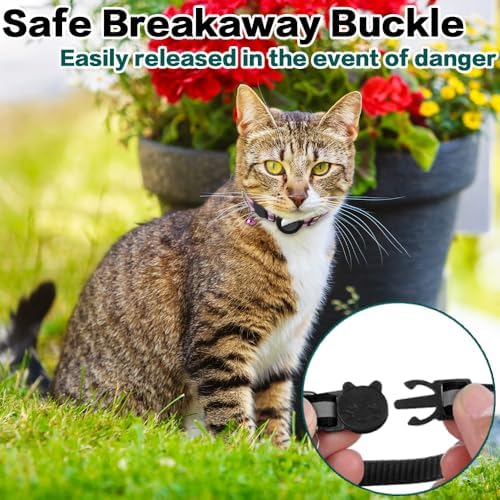 Airtag Cat Collar Breakaway, Cat Collar with Air Tag Holder, Yellow | Safety Breakaway Buckle,Airtag Holder,Reflective Strip,Bell,Adjustable Size to Fit Different Cats kitten,Lightweight