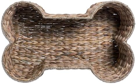 Bone Dry Pet Storage Collection, Bone Shape Hyacinth Toy Basket, Natural, Small