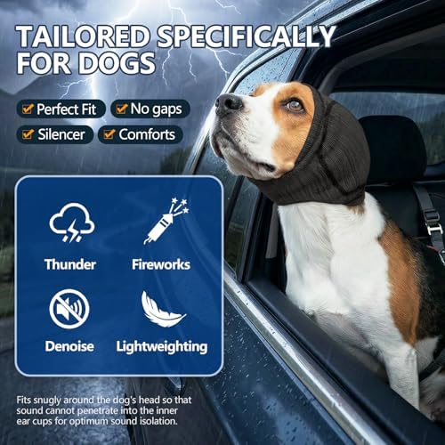 IECOii Dog Ear Muffs Noise Protection,No Shake Ear Wrap Dog Hematoma Care,S