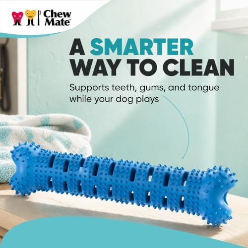 Dog Teeth Cleaning Toy | Treat-Dispensing Dog Dental Chew Toy | Rubber Bristles & Floss Slots Clean Teeth, Gums, Tongue | For Small Dogs/Puppies
