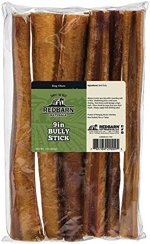 Redbarn 9" Bully Sticks for Dogs, 1 lb. Bag (Pack of 8)