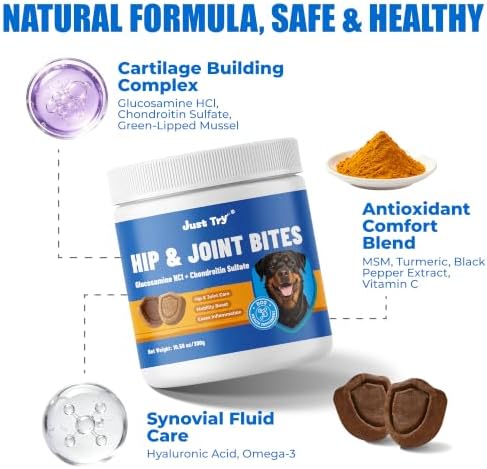 Just Try Hip&Joint Bites Glucosamine&MSM Joint Supplement for Dogs 10.58oz