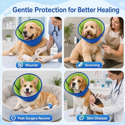 Soft Dog Cone Collar After Surgery, Adjustable Pets Recovery Cone for Large/Medium/Small Dogs to Stop Licking, Comfortable Elizabethan Collar for Spay Neuter Recovery and Neck Protection (L)