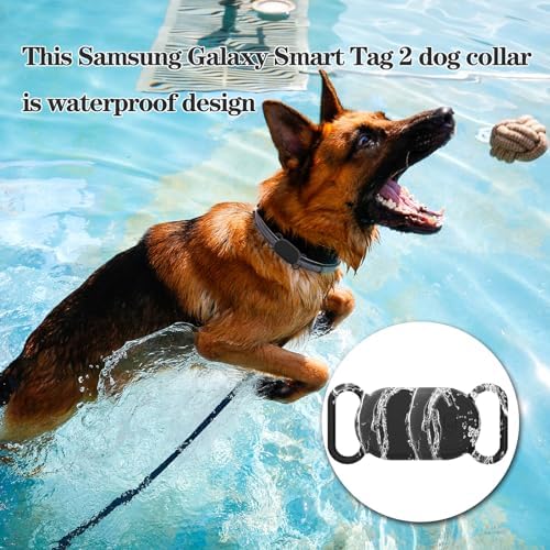2 Pack Waterproof Dog Collar Compatible with Samsung Galaxy SmartTag 2 | Silicone GPS Tracker Hidden for Samsung Tag 2, Anti-Lost Dog Collar Smart Tag 2 Case(Black,Pink)