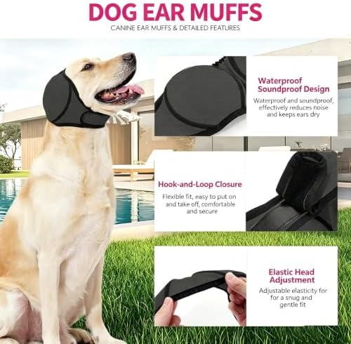 Dog Ear Muffs, Adjustable No Shake Ear Wrap for Dogs