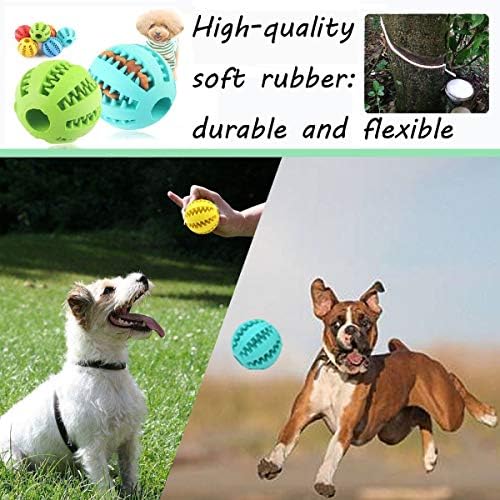 Sunglow 2 Pack Dog Toy Ball - Nontoxic Bite Resistant Teething Toys for Small/Medium/Large Dog and Puppy Cat, Dog Pet Food Treat Feeder Chew Tooth Cleaning Exercise Game IQ Training