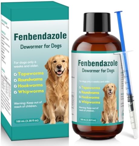 Dewormer for Dog, Fenbendazole Dog Dewormer Liquid, Broad Spectrum for All wormer, Tapeworms, Roundworms, Hookworms, Whipworms, 100ml
