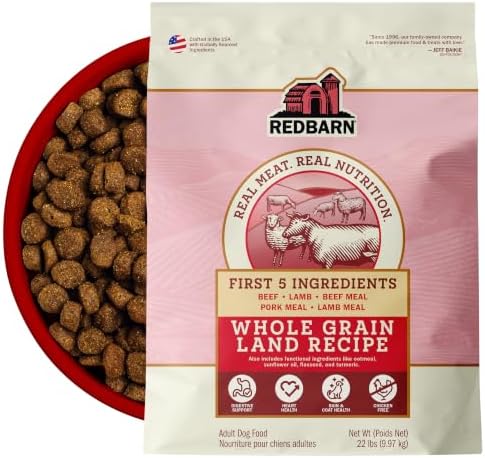 Redbarn Kibble Whole Grain Land Recipe, Premium Dog Food, 22 lbs