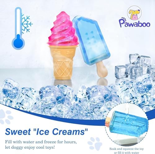 Pawaboo Dog Cooling Chew Toys, 2 Pack Freeze Pet Teething Toys for Cooling
