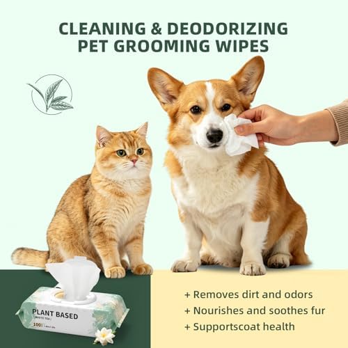 IMMHABI 100 Count Dog Wipes for Paws and Butt Hypoallergenic Pets Cleansing & Deodorizing Hygienic Puppy Wipes for Dogs Face and Body Wipes Cleaning Fur Doggie Wipes Doggy Wipes (White Tea)