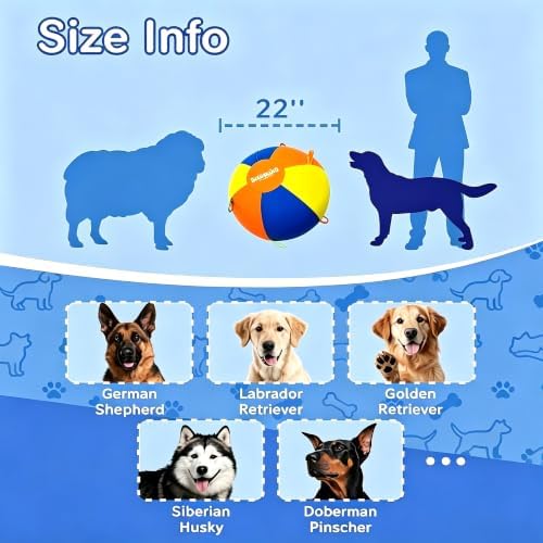 Herding Ball for Dogs, 22'' Dog Training Balls with Straps for Australian Shepherd, Border Collie, Cattle Dog, Large Breed Outdoor Play