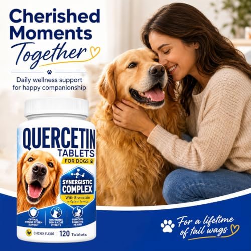Quercetin for Dogs with Bromelain, Dog Seasonal Skin Comfort, 120 Tablets