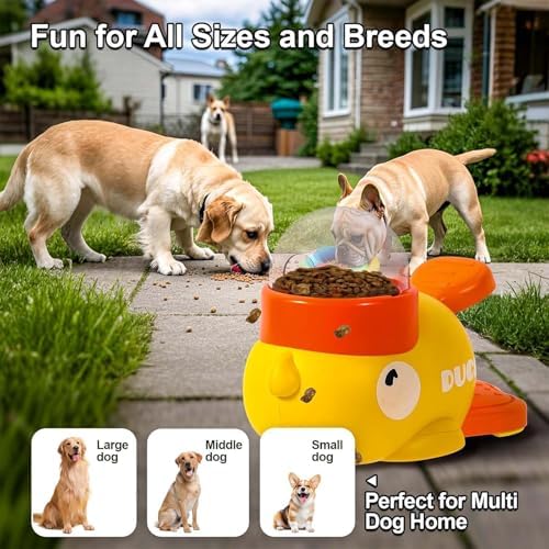 Duck Treat Dispenser,Interactive Dog Food Dispenser Toy with Button, Duck-Shaped Treat Dispenser for Small & Medium Dogs, Anti-Gulping IQ Training Bowl & Healthy Eating Pet Feeder