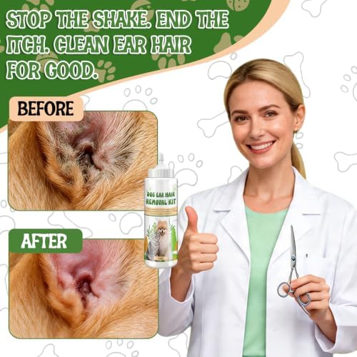 Dog Ear Powder for Hair Removal, Remove Ear Hair and Reduce Ear Wax, Odor