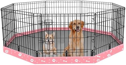 Dog Playpen Bottom Pad Fits for 24 Inch 8 Panels Regular Octagon Metal Exercise Pet Playpen, Dog Crate Pad Puppy Playpen Pad. (Note: Playpen Not Included) -Pink