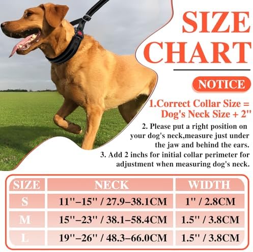 Martingale No Pull Dog Collar for Large Medium Small Dogs, Heavy Duty Nylon Adjustable Reflective Anti Pull Slip Collar with Buckle for Training Walking Hunting L Black