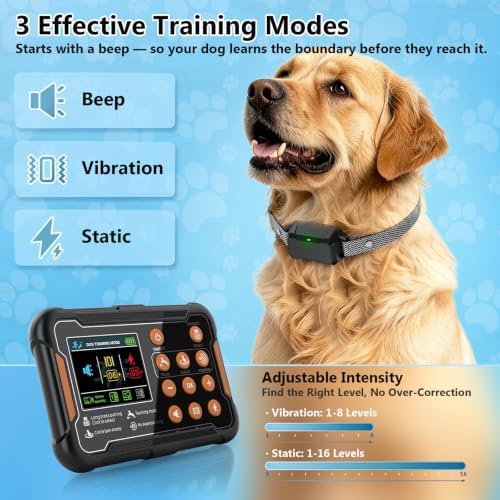 Wireless Invisible Fence System for 1-3 Dogs, 4 inch Precision