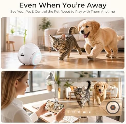 Vivideye Pet Camera 1080P, Movable Robot Security Camera for Dog Cat