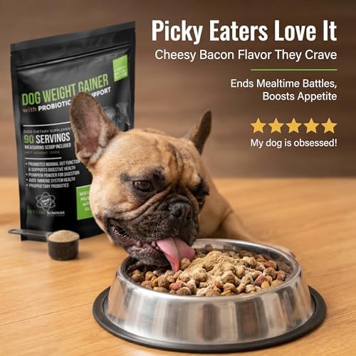 Dog Weight Gainer with Probiotic Gut Support - Weight Gain Supplements for Dogs - Canine and Dog Muscle Builder - 90 Servings - Made in The USA