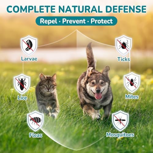 Woyamay Flea and Tick Prevention for Dogs & Cats, Natural Flea Drops