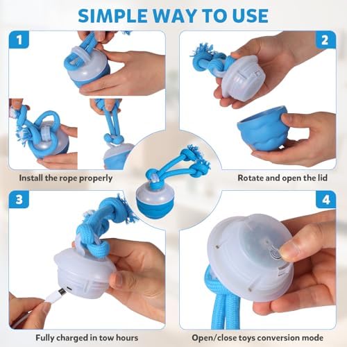 Interactive Dog Toys, Dog Toys to Keep Them Busy with Squeaky, Active Moving Dog Ball for Puppy and Medium Dogs, Durable Power Tail 2.0 Dog Toy，USB Rechargeable