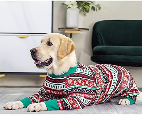 Dog Surgery Recovery Suit Female Male for Dogs After Surgery Medium Large Dogs Onesie Dog Pajamas Pjs Clothes (Christmas red, 30 (Chest 29.92 in | Backlength 19.69 in))