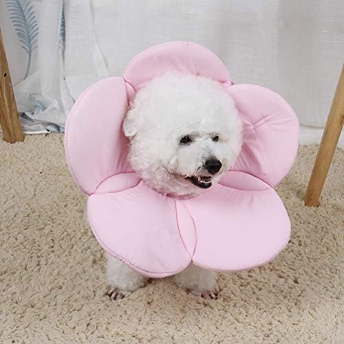 POPETPOP Flower Necklace Pet Recovery Collar - Adjustable Dog Cat Cone Collar Soft Elizabethan Protective Collars Dog Cones After Surgery for Cat and Puppy (Pink) Flower Choker Necklace