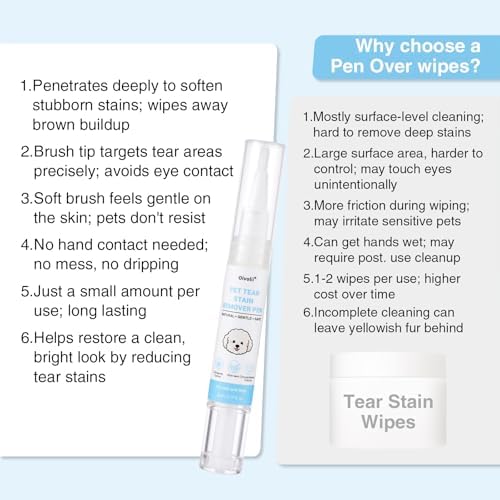 Tear Stain Remover Pen for Dogs & Cats – Aloe Formula Gentle Eye Cleaner with Soft Tip for Easy Use – Especially for White Dogs – Dog Eye Drops Alternative – Safe for Daily Use– 3 Pack