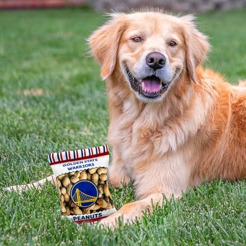 Pets First NBA Golden State Warriors Crinkle FINE Plush Dog & CAT Squeak Toy - Cutest Stadium Peanuts Snack Plush Toy for Dogs & Cats with Inner Squeaker & Beautiful Basketball Team Name/Logo