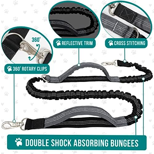 PetAmi Hands Free Dog Leash Waist Belt Bag Fanny Pack, Single, Heather Navy