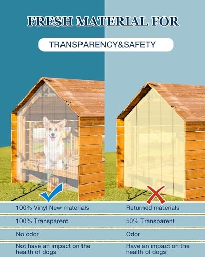 Dog Door Replacement Flap 12'' x 8' Clear PVC Doggie Flaps Customizable Plastic Vinyl Strips Thermal Insulation Thickness 0.08 in with Screws for DIY Doggie or Cat House