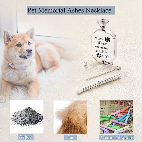 Fanery Sue Pet Ashes Necklace for Dog Cat, Custom Photo & Text