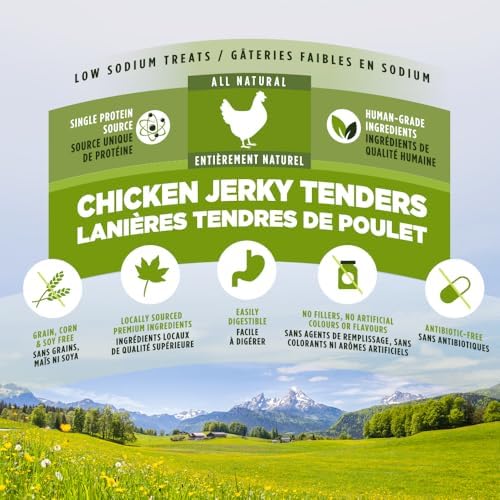 ZEAL Natural Chicken Jerky Tenders for Dogs, 100% Real Canadian Chicken, High Protein 24%, Soft Training Treats, Air-Dried, Grain Free, Made in Canada, 10oz
