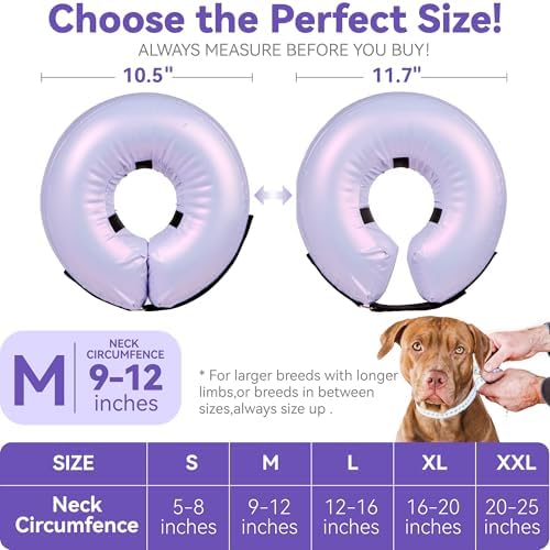 Inflatable Dog Cone Collar - Donut Collar Recovery ECollar Alternative After Surgery - Soft Dog Cone for Small Medium Large Dogs