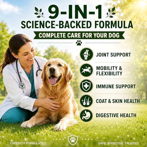 Collagen for Dogs,Dog Hip and Joint Supplement,9-in-1 Liquid Collagen Types I,II & III,Joint Pain Relief for Dogs,Recover Normal State,Repair Skin,Coat,Salmon Flavor Easily Accepted,No Allergens
