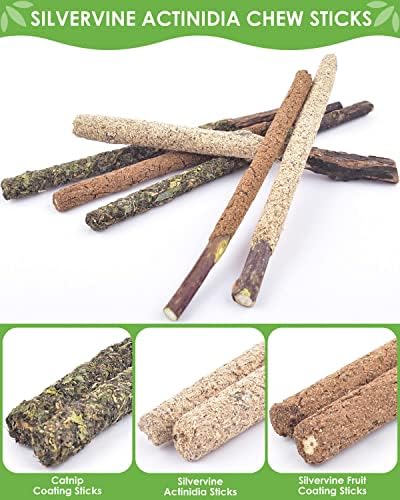 TINDTOP Silvervine Chew Sticks for Cats, 12 Pack Natural Catnip Chew Toys