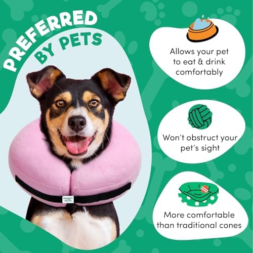 BENCMATE Inflatable Dog Cone Collar Alternative After Surgery Large, Pink