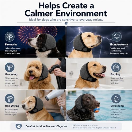 Dog Ear Muffs for Noise Protection, Grey, Medium (14"-19")