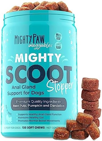 Mighty Paw Mighty Scoot Stopper, Anal Gland Support for Dogs, 120 Soft Chew