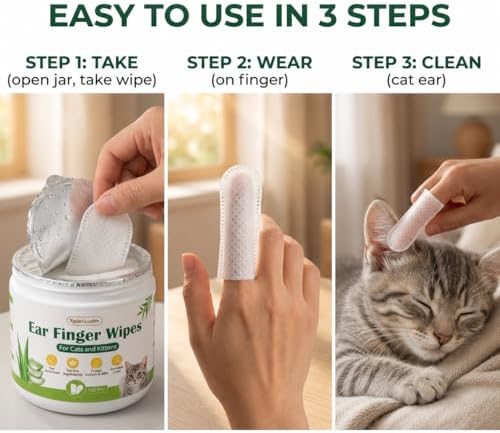 Dog Ear Wipes, 150 Count Finger Wipes, Alcohol-Free