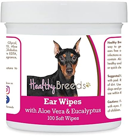 Healthy Breeds German Pinscher Ear Cleaning Wipes with Aloe & Eucalyptus for Dogs 100 Count