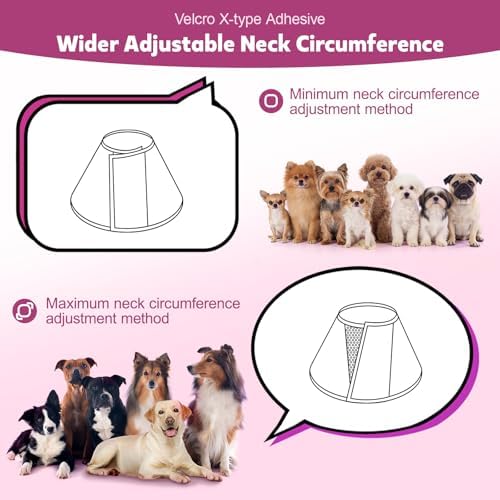 Soft Dog Cone Collar After Surgery: Long Alternative Comfortable Comfy Fabric Recovery Shame Elizabethan Stop Licking Small Medium Large Dogs (Pink, M)