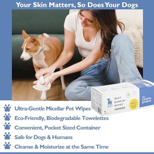 Best BARKIN' Wipes – On-The-Go Individual Micellar Water Dog Wipes - 50Pk