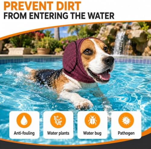 No Shake Dog Ear Wrap Hematoma, Breathable Dog Ear Cover with Soundproof Sponge, Bathing, Drying, Swim, Noise Anxiety Relief (Gray, S)